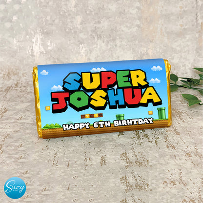 Personalised Birthday Gift chocolate wrapper for Mario Nintendo Super Fans, Super Mario Video Game Gift Ideas
